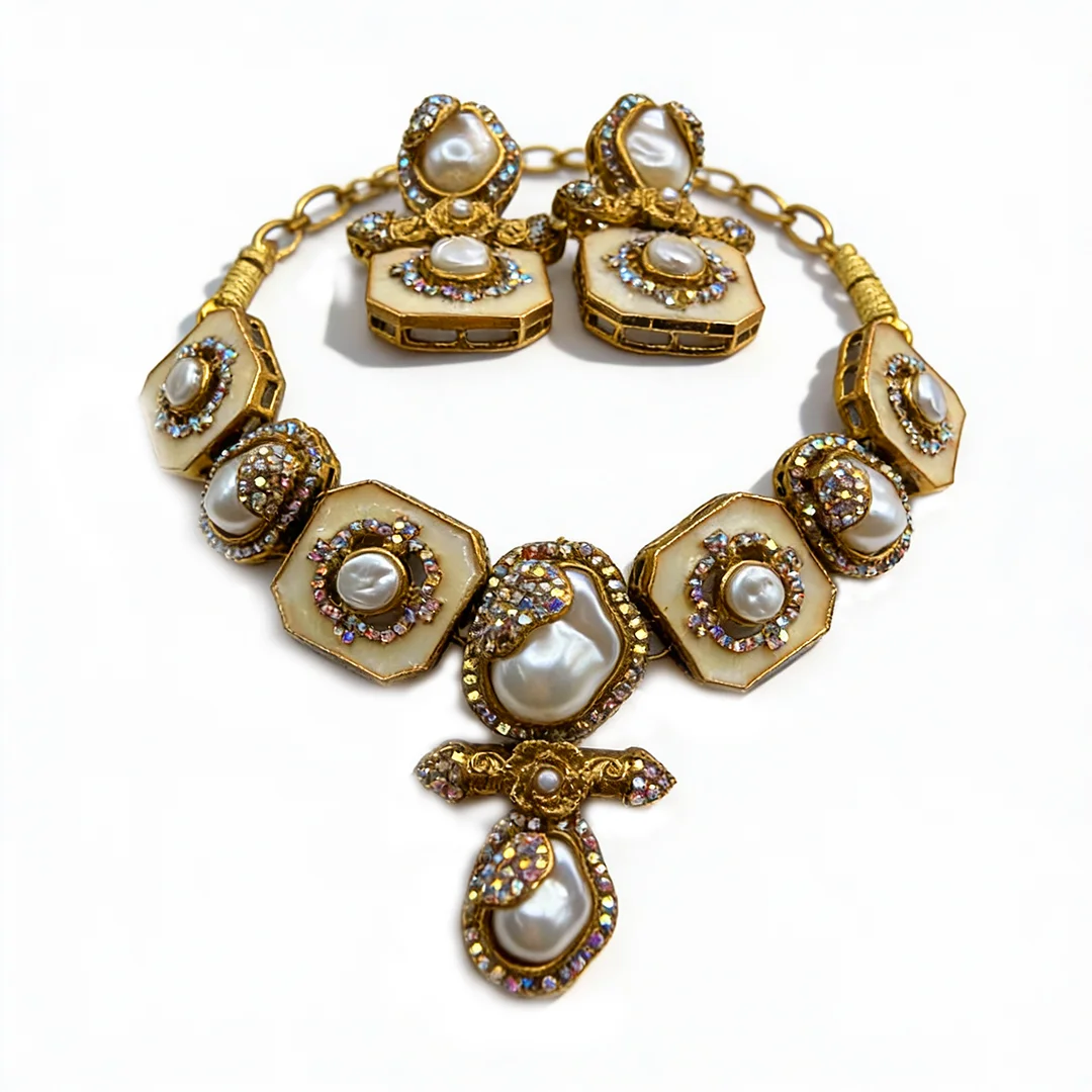 Turkish White Necklace Set with Earrings