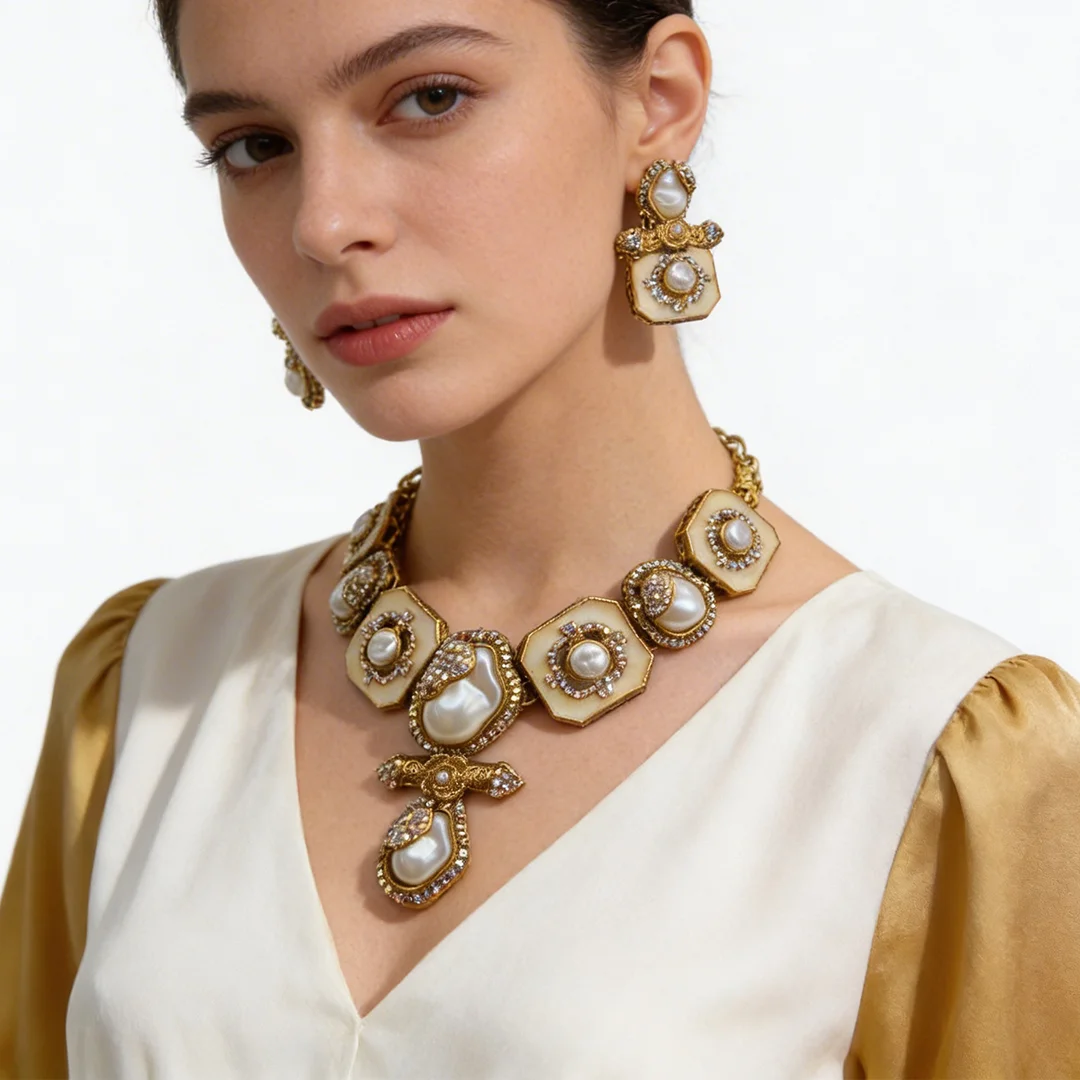 Turkish White Necklace Set for women