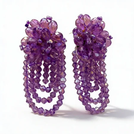 Artificial Jewellery Earrings - Purple Beaded Design for Women
